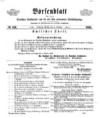 Börsenblatt für den deutschen Buchhandel Freitag 5. Oktober 1866