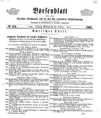 Börsenblatt für den deutschen Buchhandel Mittwoch 24. Oktober 1866