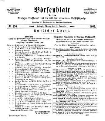 Börsenblatt für den deutschen Buchhandel Montag 12. November 1866