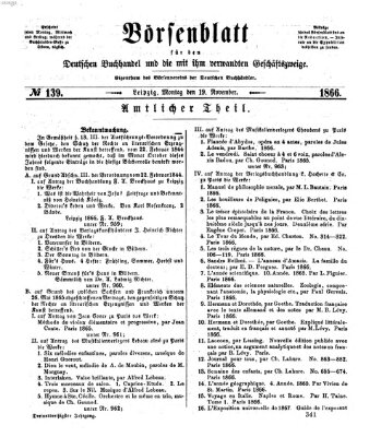 Börsenblatt für den deutschen Buchhandel Montag 19. November 1866