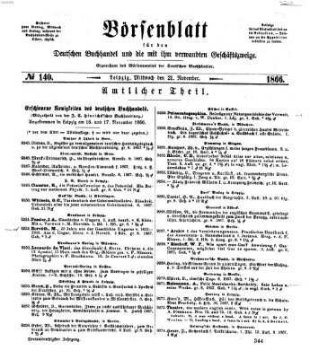 Börsenblatt für den deutschen Buchhandel Mittwoch 21. November 1866