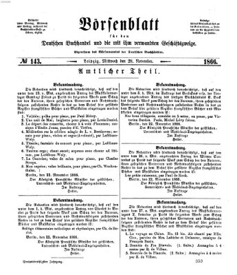 Börsenblatt für den deutschen Buchhandel Mittwoch 28. November 1866