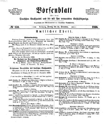 Börsenblatt für den deutschen Buchhandel Freitag 14. Dezember 1866