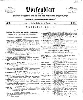 Börsenblatt für den deutschen Buchhandel Freitag 4. Januar 1867