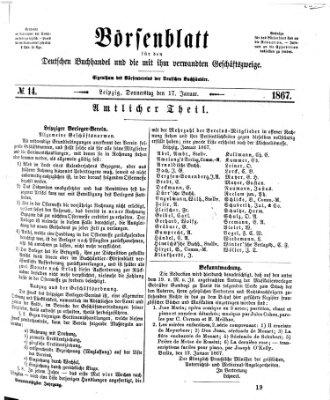 Börsenblatt für den deutschen Buchhandel Donnerstag 17. Januar 1867