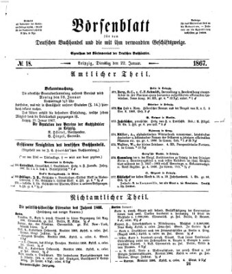 Börsenblatt für den deutschen Buchhandel Dienstag 22. Januar 1867