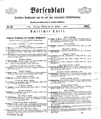 Börsenblatt für den deutschen Buchhandel Montag 28. Januar 1867