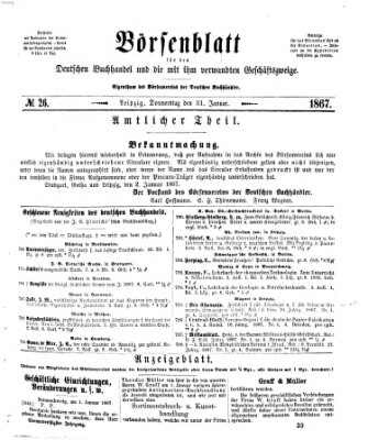 Börsenblatt für den deutschen Buchhandel Donnerstag 31. Januar 1867