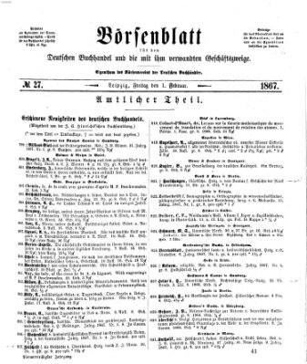 Börsenblatt für den deutschen Buchhandel Freitag 1. Februar 1867