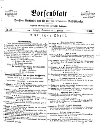 Börsenblatt für den deutschen Buchhandel Samstag 2. Februar 1867