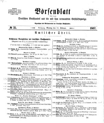 Börsenblatt für den deutschen Buchhandel Montag 11. Februar 1867