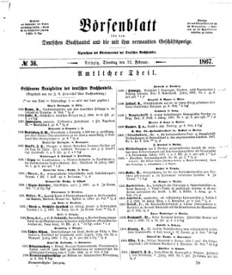 Börsenblatt für den deutschen Buchhandel Dienstag 12. Februar 1867