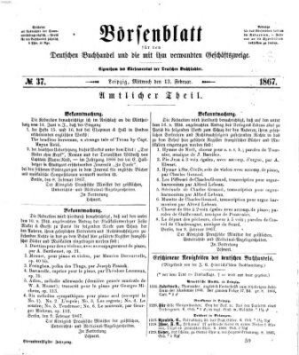 Börsenblatt für den deutschen Buchhandel Mittwoch 13. Februar 1867