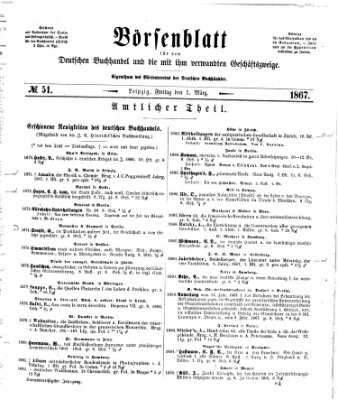 Börsenblatt für den deutschen Buchhandel Freitag 1. März 1867