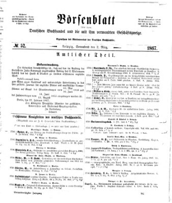 Börsenblatt für den deutschen Buchhandel Samstag 2. März 1867