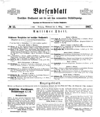 Börsenblatt für den deutschen Buchhandel Mittwoch 6. März 1867