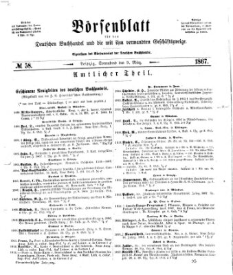 Börsenblatt für den deutschen Buchhandel Samstag 9. März 1867