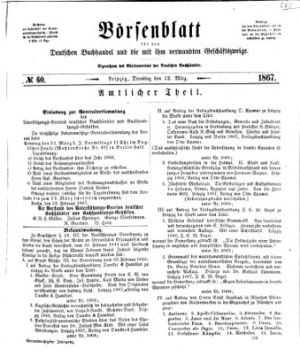 Börsenblatt für den deutschen Buchhandel Dienstag 12. März 1867