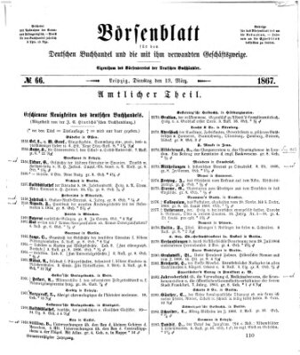 Börsenblatt für den deutschen Buchhandel Dienstag 19. März 1867