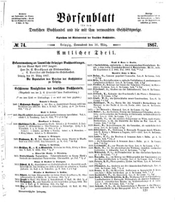 Börsenblatt für den deutschen Buchhandel Samstag 30. März 1867