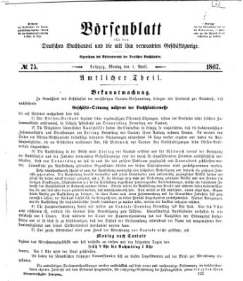 Börsenblatt für den deutschen Buchhandel Montag 1. April 1867