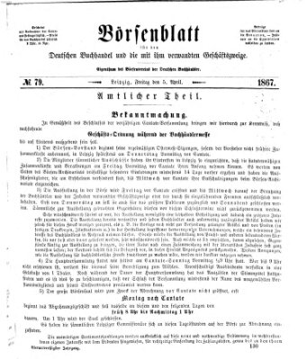 Börsenblatt für den deutschen Buchhandel Freitag 5. April 1867