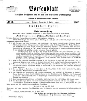 Börsenblatt für den deutschen Buchhandel Montag 8. April 1867