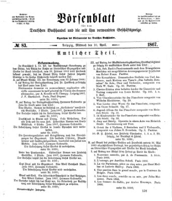 Börsenblatt für den deutschen Buchhandel Mittwoch 10. April 1867