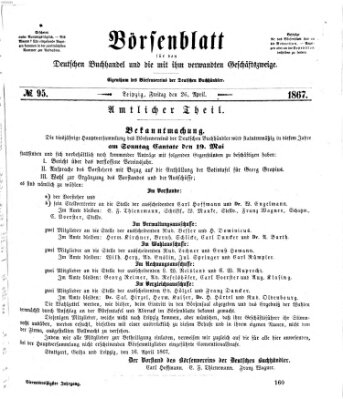 Börsenblatt für den deutschen Buchhandel Freitag 26. April 1867