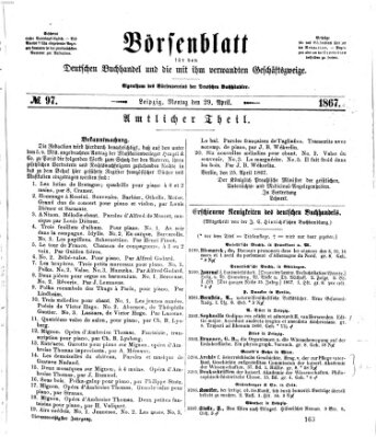 Börsenblatt für den deutschen Buchhandel Montag 29. April 1867