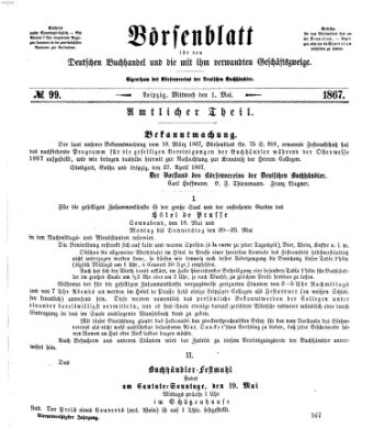 Börsenblatt für den deutschen Buchhandel Mittwoch 1. Mai 1867