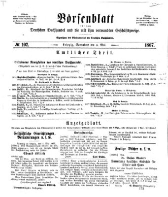 Börsenblatt für den deutschen Buchhandel Samstag 4. Mai 1867