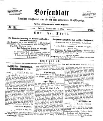 Börsenblatt für den deutschen Buchhandel Mittwoch 15. Mai 1867