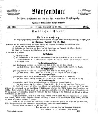 Börsenblatt für den deutschen Buchhandel Samstag 18. Mai 1867