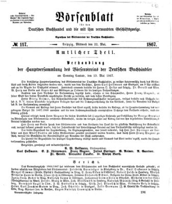 Börsenblatt für den deutschen Buchhandel Mittwoch 22. Mai 1867