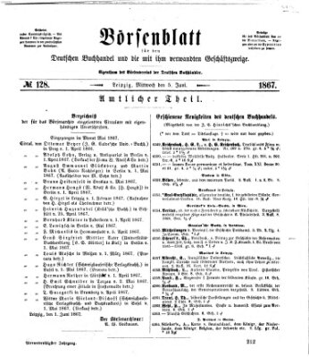 Börsenblatt für den deutschen Buchhandel Mittwoch 5. Juni 1867