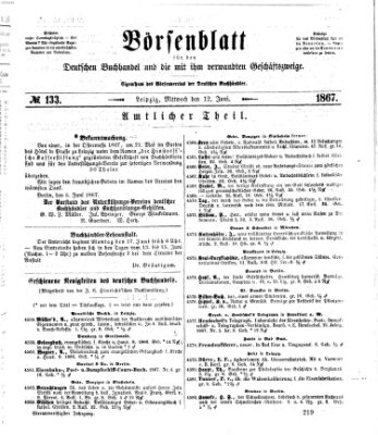 Börsenblatt für den deutschen Buchhandel Mittwoch 12. Juni 1867