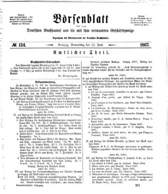 Börsenblatt für den deutschen Buchhandel Donnerstag 13. Juni 1867