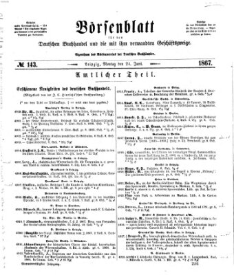 Börsenblatt für den deutschen Buchhandel Montag 24. Juni 1867