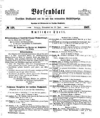 Börsenblatt für den deutschen Buchhandel Samstag 29. Juni 1867