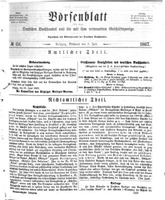 Börsenblatt für den deutschen Buchhandel Mittwoch 3. Juli 1867