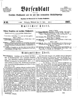 Börsenblatt für den deutschen Buchhandel Mittwoch 17. Juli 1867