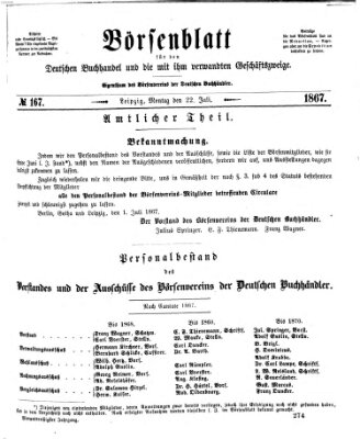 Börsenblatt für den deutschen Buchhandel Montag 22. Juli 1867