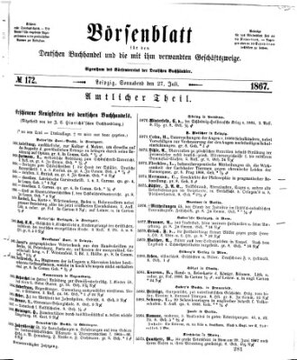 Börsenblatt für den deutschen Buchhandel Samstag 27. Juli 1867