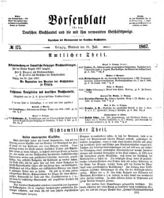 Börsenblatt für den deutschen Buchhandel Mittwoch 31. Juli 1867