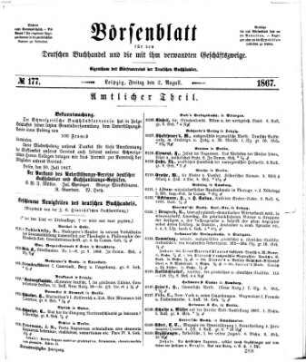 Börsenblatt für den deutschen Buchhandel Freitag 2. August 1867