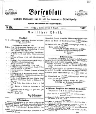 Börsenblatt für den deutschen Buchhandel Samstag 3. August 1867