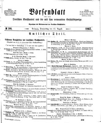 Börsenblatt für den deutschen Buchhandel Donnerstag 15. August 1867