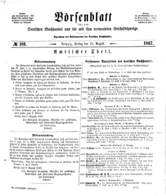 Börsenblatt für den deutschen Buchhandel Freitag 16. August 1867