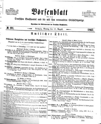 Börsenblatt für den deutschen Buchhandel Montag 19. August 1867